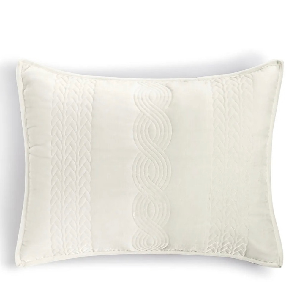 Set 2 Martha Stewart Collection Cable Knit Velvet Pillow Shams Standard